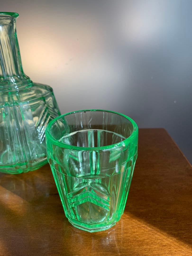 アンティーク　ウランガラス　デキャンタ　グラス