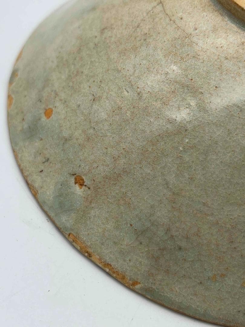 北宋時代　青白磁刻花卉文輪花盤 皿 華道　唐物　古賞物　時代物(F-114)