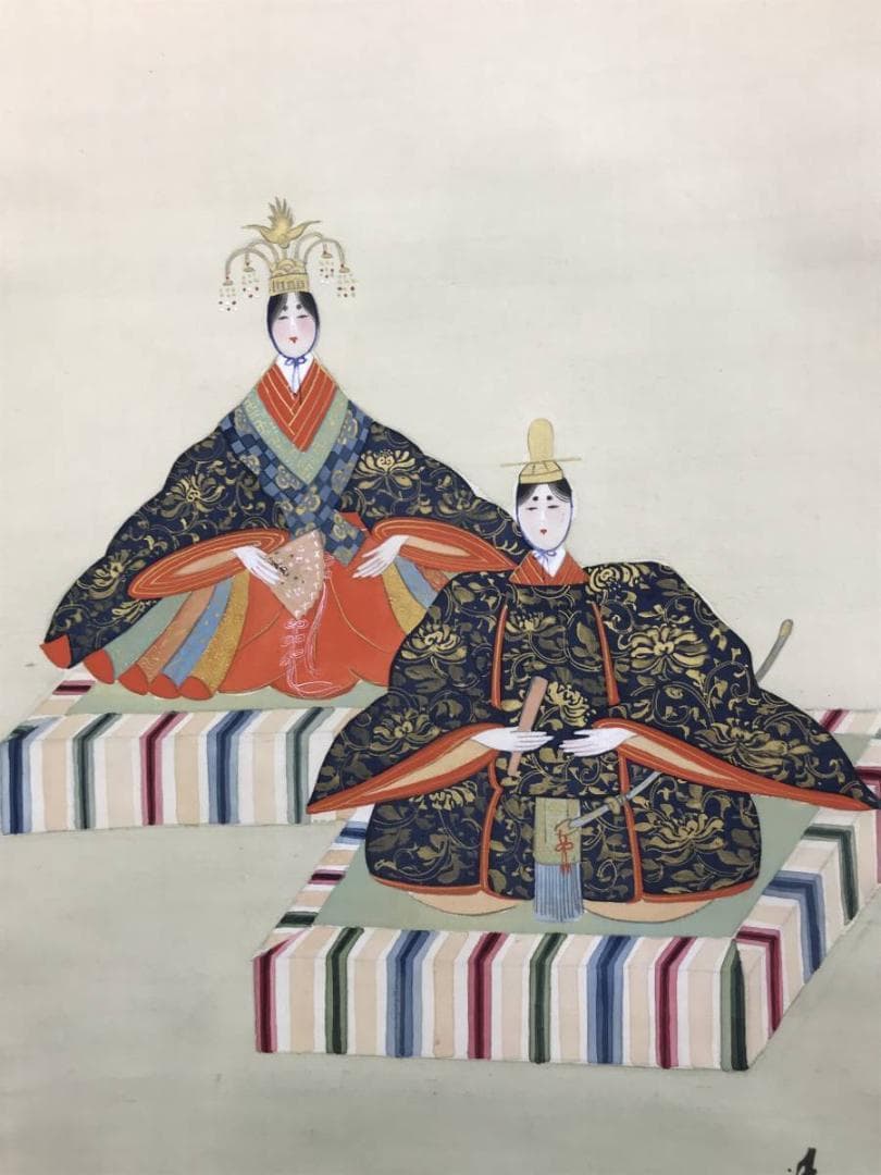 作者不詳/雛図/おひな様図/ヒナ図/掛軸/名家伝来/AE-15