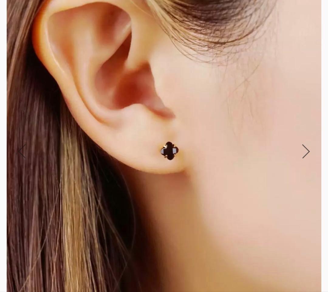 最終価格TAKE-UP K18リリィカットオニキスピアス( YG)保証書付