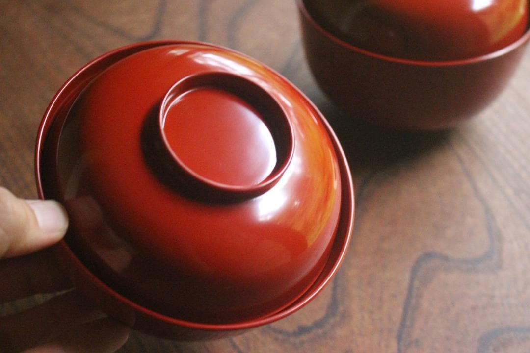 デッドストック！極上朱漆の美しい小丸椀（検輪島塗四つ椀懐石道具蒔絵椀