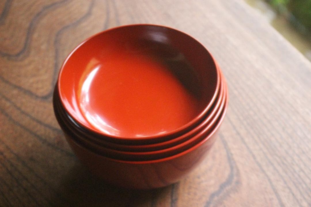 デッドストック！極上朱漆の美しい小丸椀（検輪島塗四つ椀懐石道具蒔絵椀