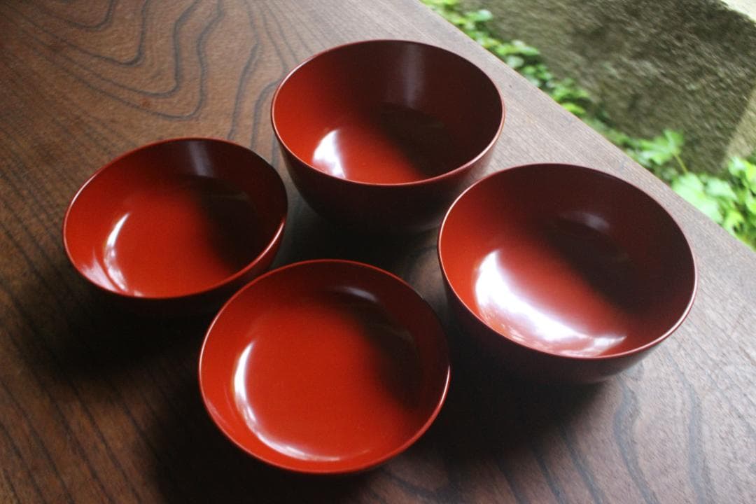 デッドストック！極上朱漆の美しい小丸椀（検輪島塗四つ椀懐石道具蒔絵椀