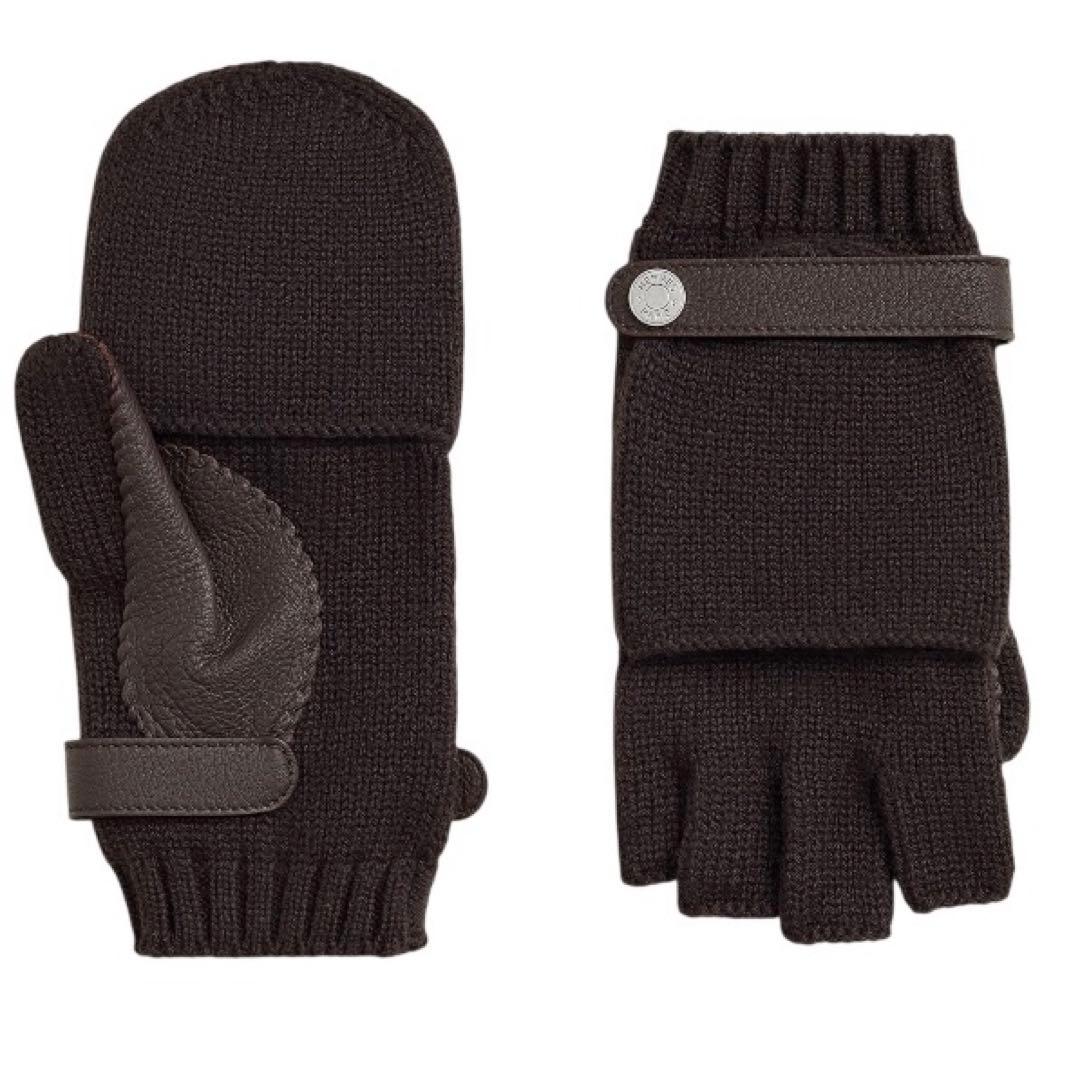 美品　HERMES エルメス　リオネル　カシミヤニットグローブ　サイズS