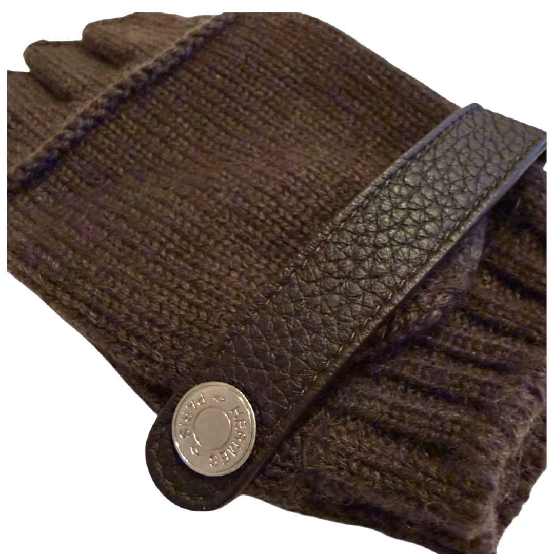 美品　HERMES エルメス　リオネル　カシミヤニットグローブ　サイズS