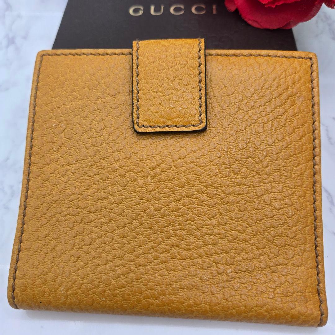 【希少】 GUCCI グッチ 折り財布 財布 レザー バンブー イエロー 黄色