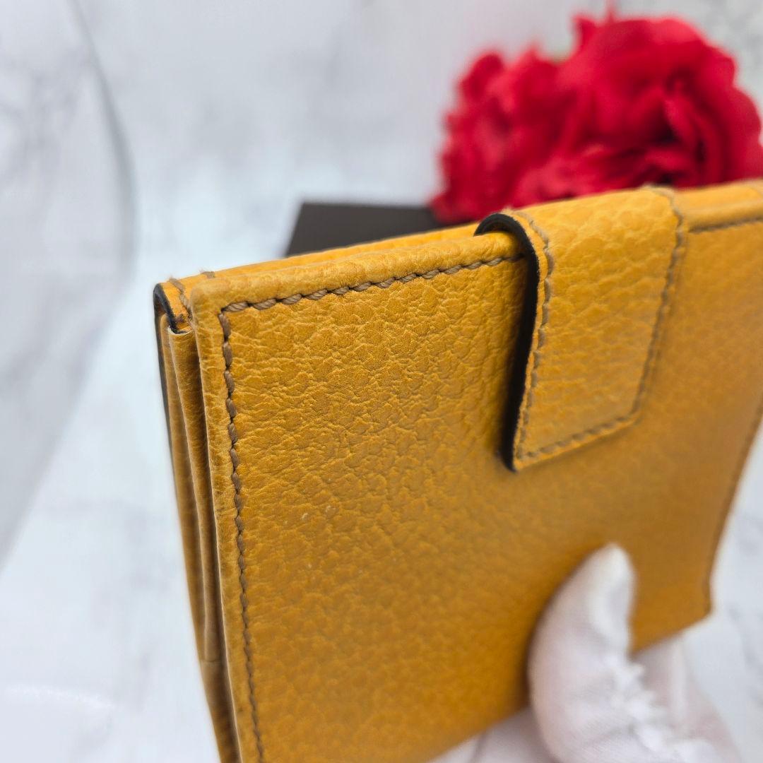 【希少】 GUCCI グッチ 折り財布 財布 レザー バンブー イエロー 黄色