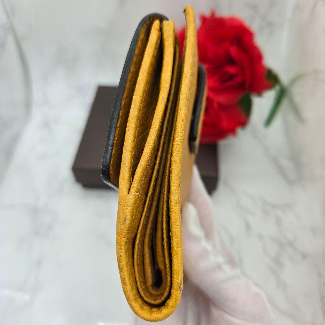 【希少】 GUCCI グッチ 折り財布 財布 レザー バンブー イエロー 黄色