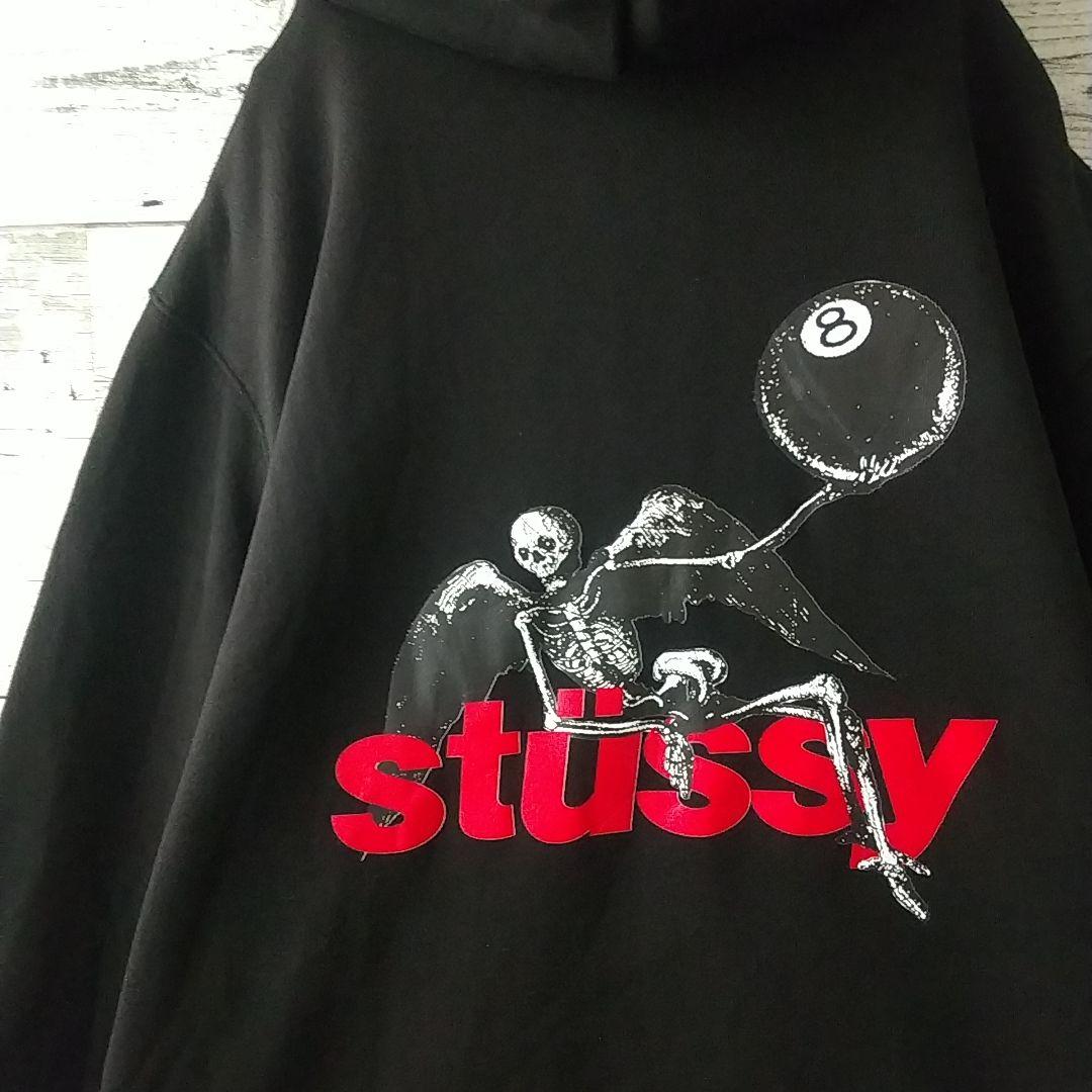 希少デザイン☆ステューシー スカル 8ボール フルジップ パーカー L