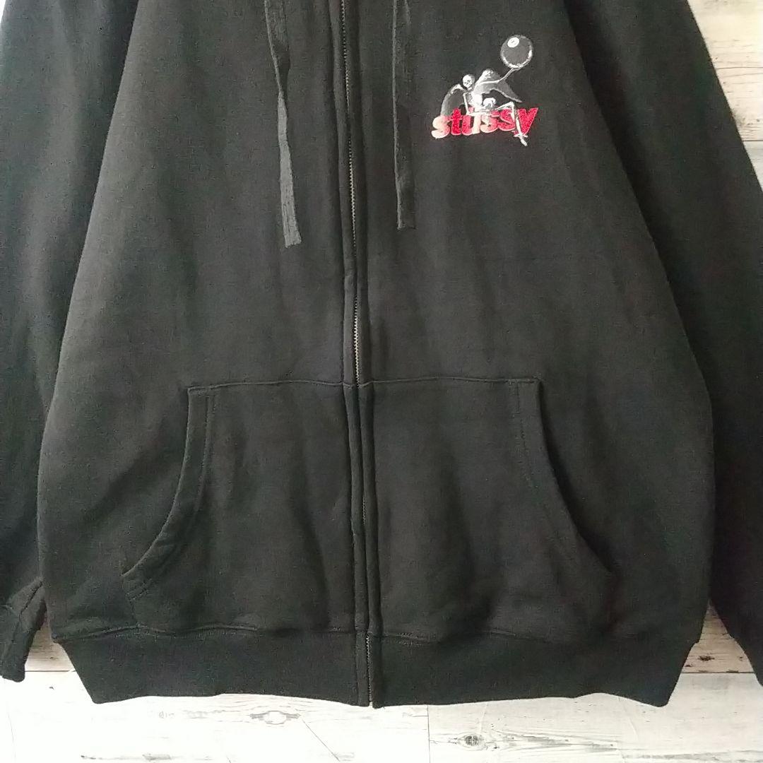 希少デザイン☆ステューシー スカル 8ボール フルジップ パーカー L