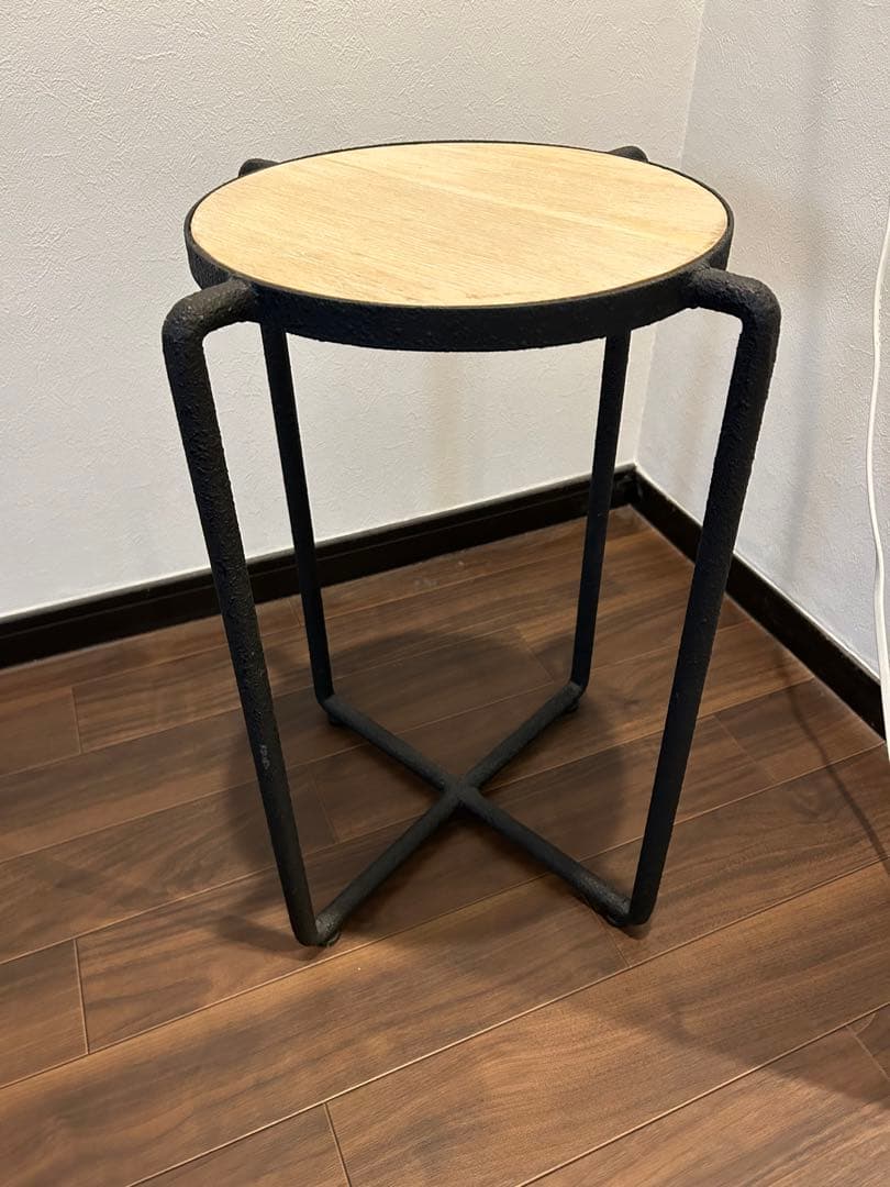 アクタス　サイドテーブル　オークブラックアイアン