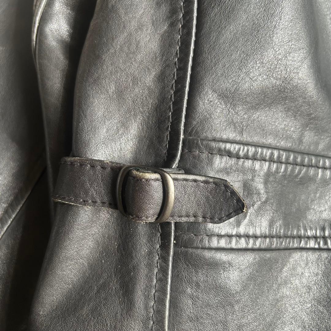 ショット トラッカージャケット レザージャケット シングル 牛革 チェック M