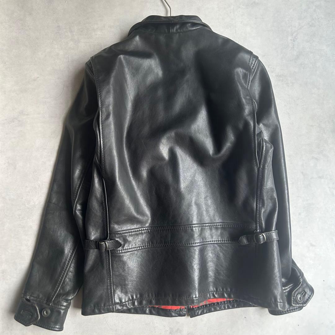 ショット トラッカージャケット レザージャケット シングル 牛革 チェック M