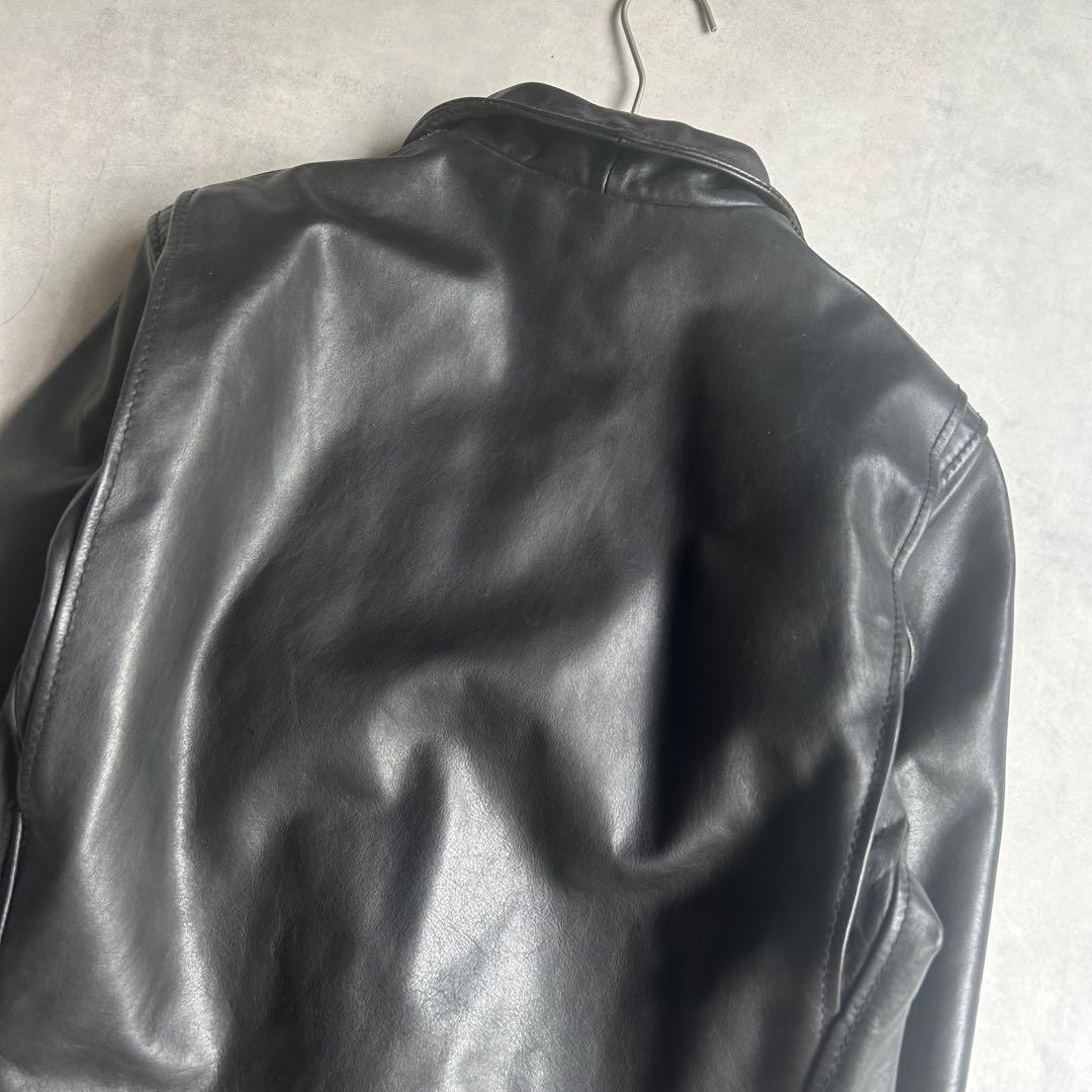 ショット トラッカージャケット レザージャケット シングル 牛革 チェック M