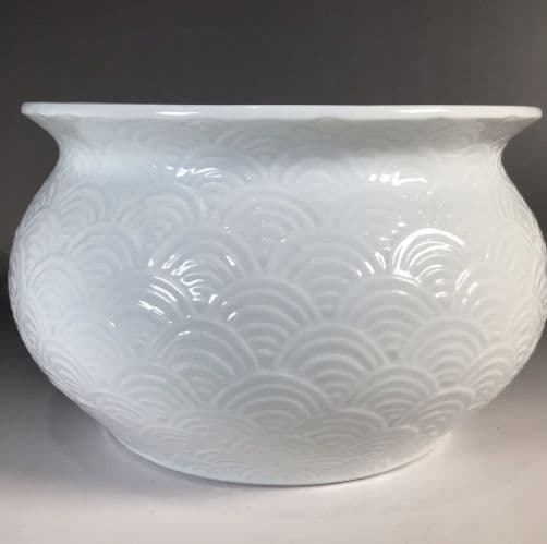 波模様 白 陶器 茶碗 木箱付き