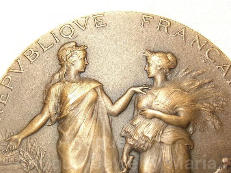 《m6466》農業労働者を知識へ導くマリアンヌ フランス アンティーク メダル