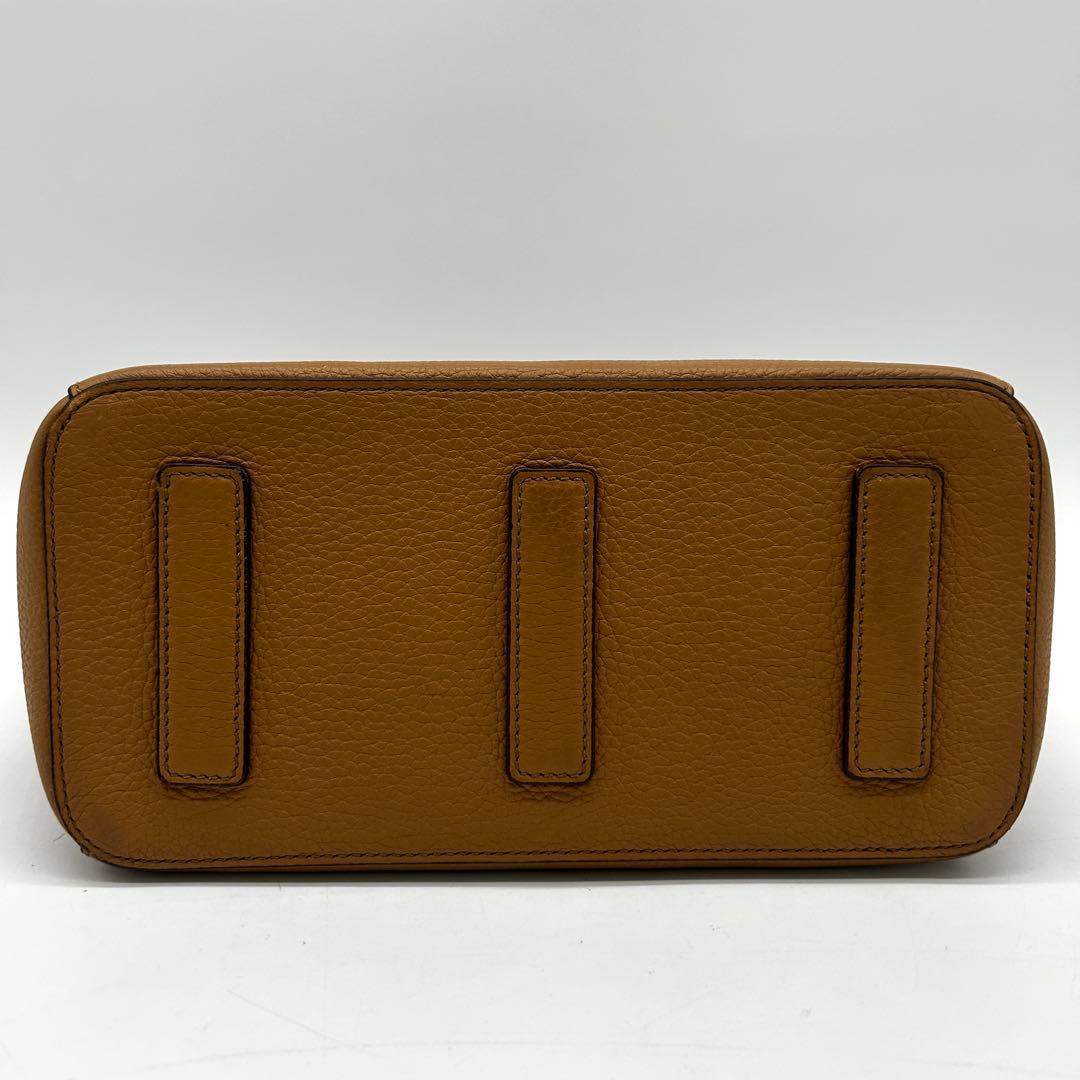 【美品】バリー ソメット ハンドバッグ フラップ レザー シボ革 ブラウン