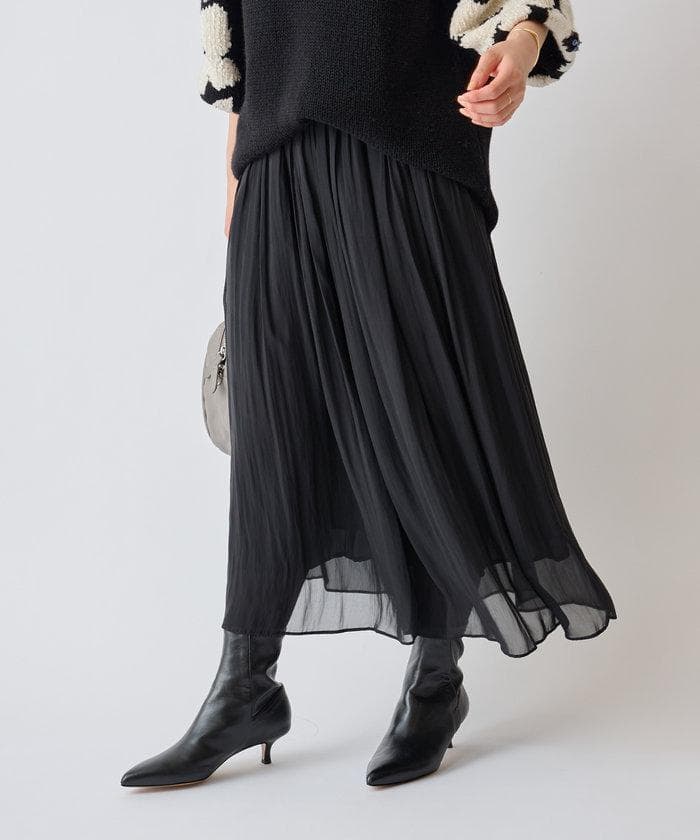 ビアズリー　BEARDSLEY シワシフォンギャザーパンツ　黒　サイズF