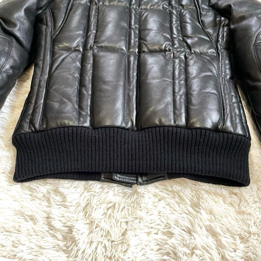極美品▪️ユニオンジャップ ラム レザー ダウンジャケット ライダース M リブ付