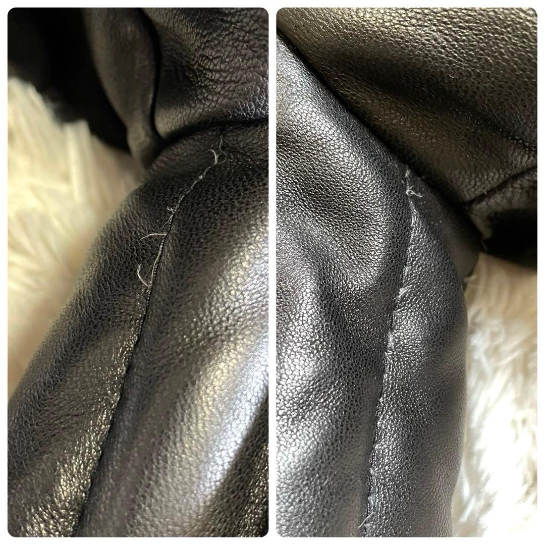 極美品▪️ユニオンジャップ ラム レザー ダウンジャケット ライダース M リブ付