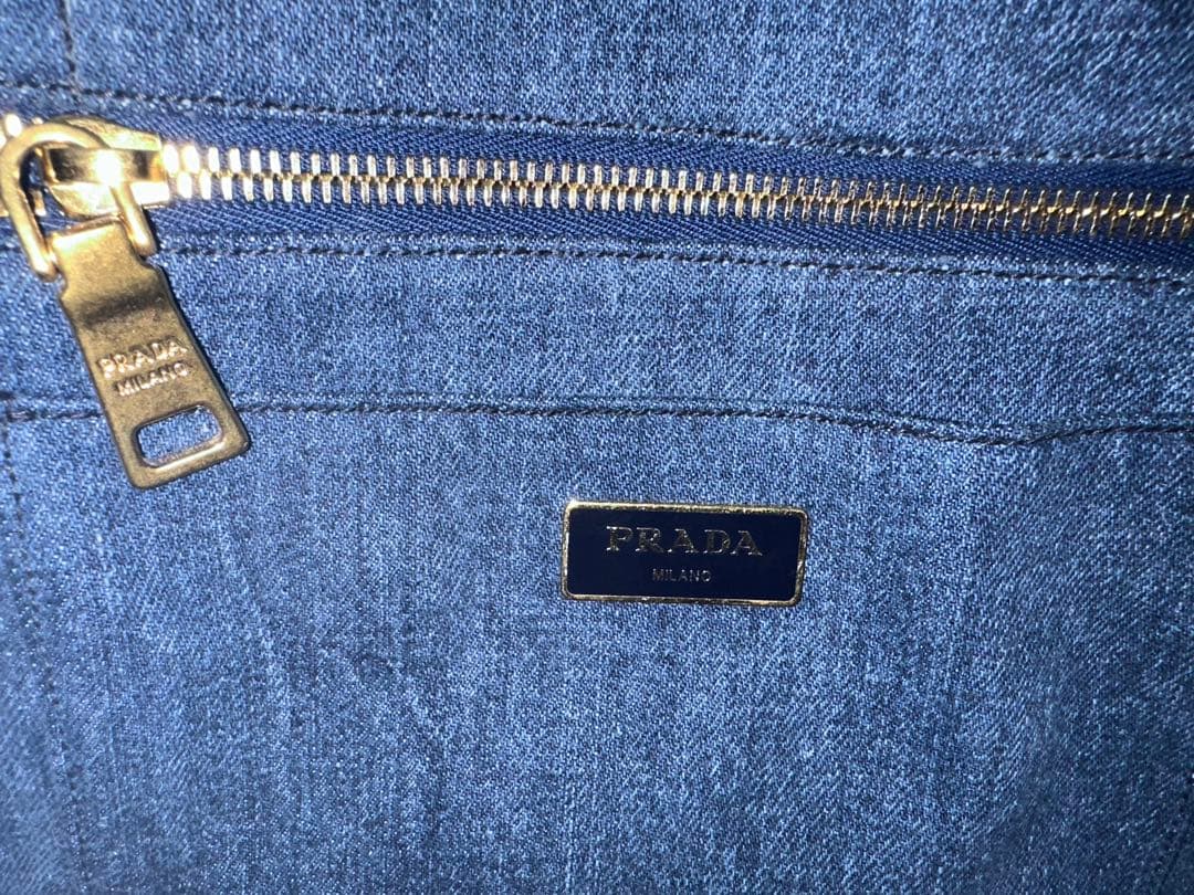 美品 PRADA カナパ 2WAYバッグ TUサイズ デニムブルー系1BG439