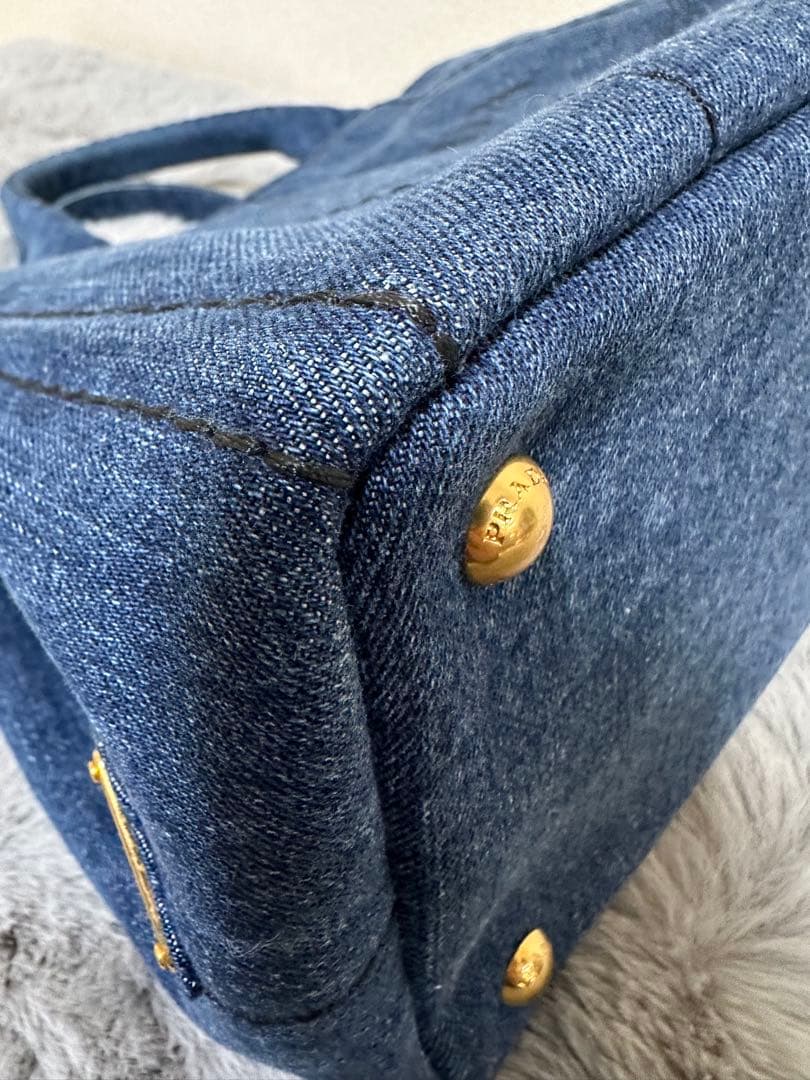 美品 PRADA カナパ 2WAYバッグ TUサイズ デニムブルー系1BG439