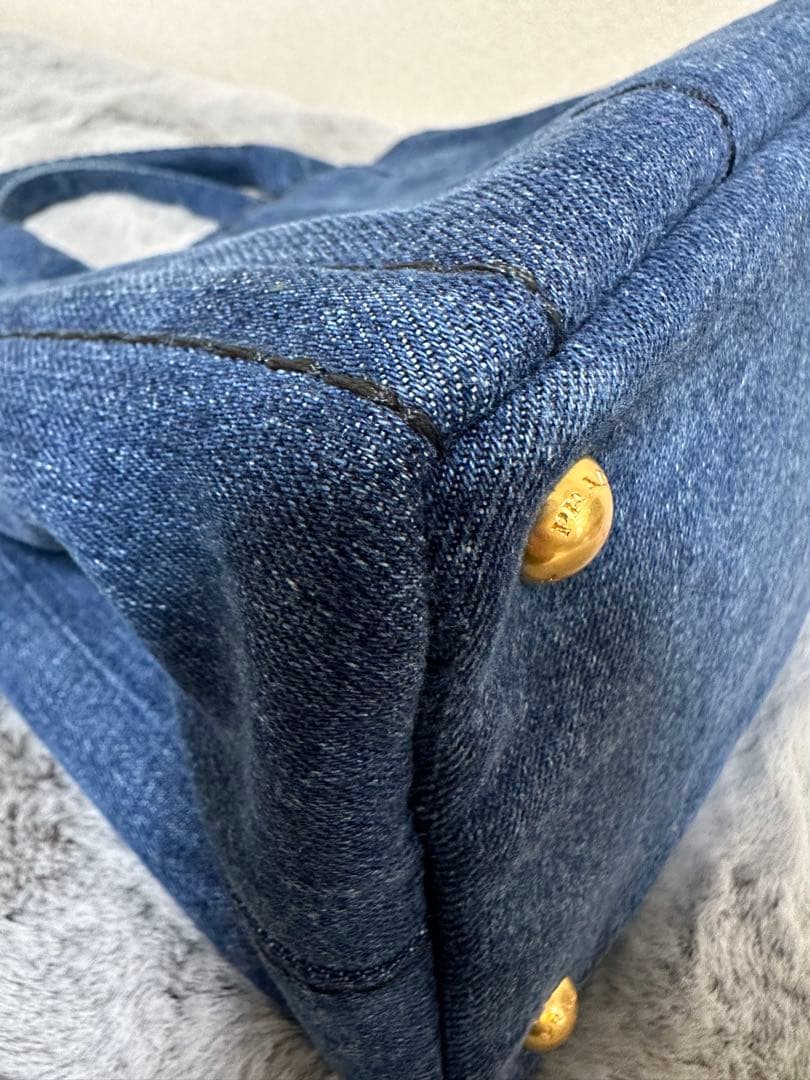 美品 PRADA カナパ 2WAYバッグ TUサイズ デニムブルー系1BG439