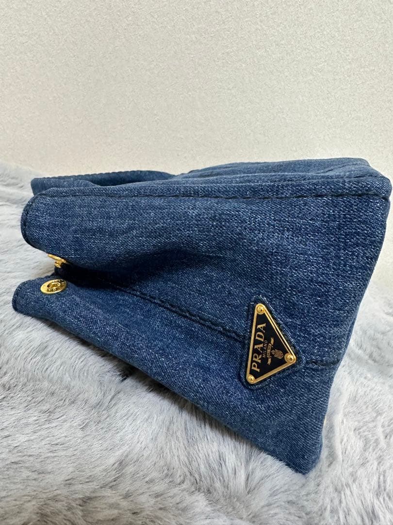 美品 PRADA カナパ 2WAYバッグ TUサイズ デニムブルー系1BG439