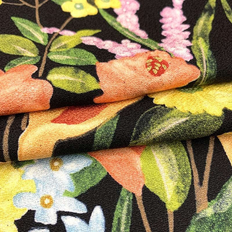 507mk62〇一方付け 付下げ小紋 鮮やかな花文 ややふくよかサイズ〇美品