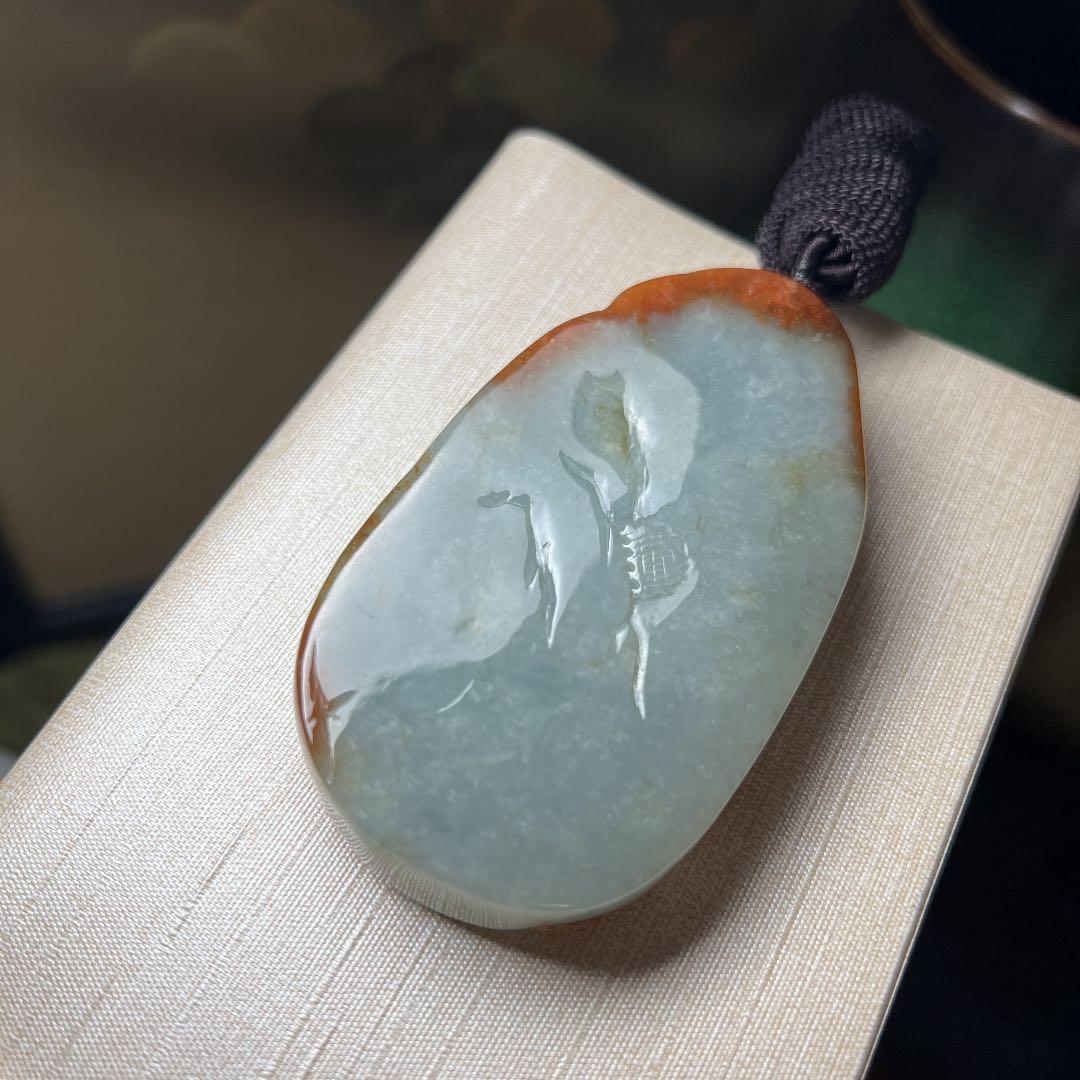 本翡翠　レア大きい開運天然山水風景画