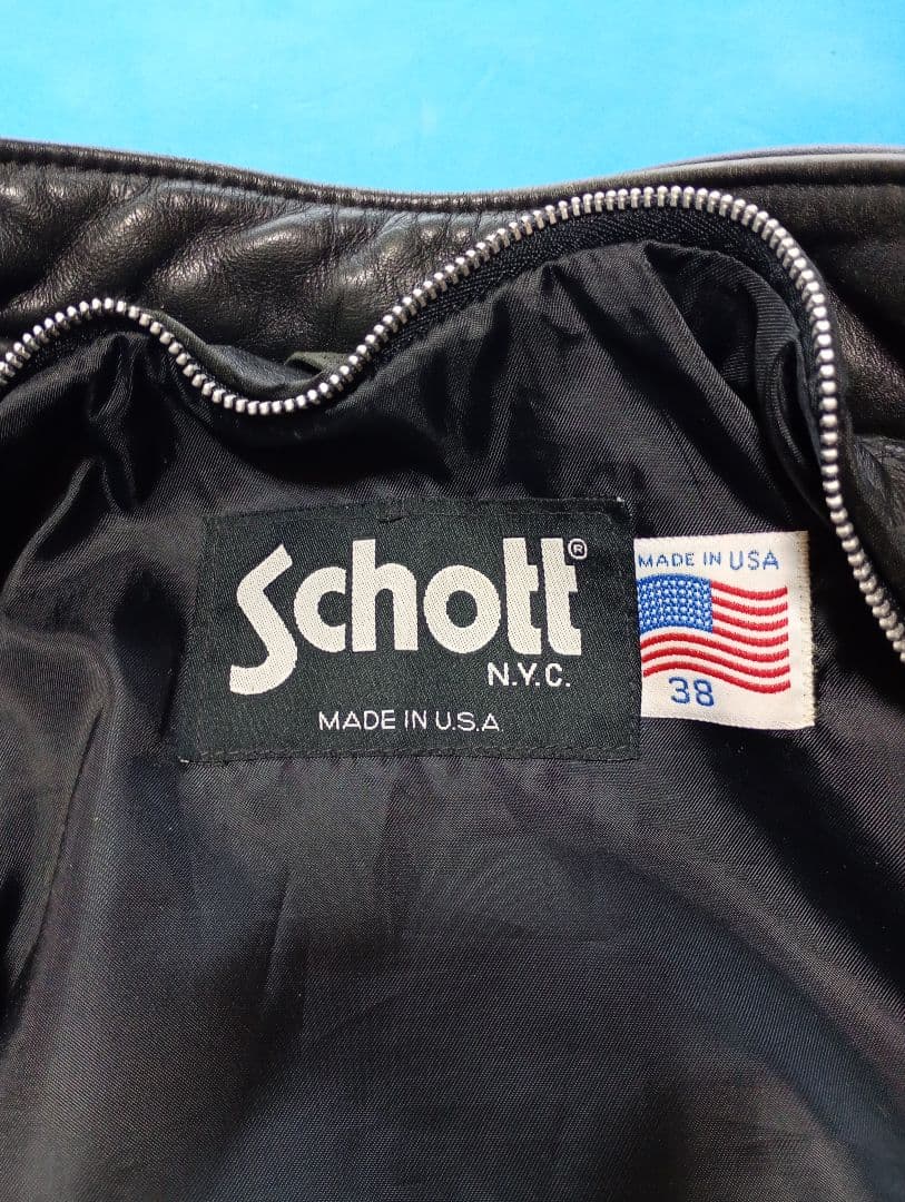 Schott ブラックレザージャケット 38