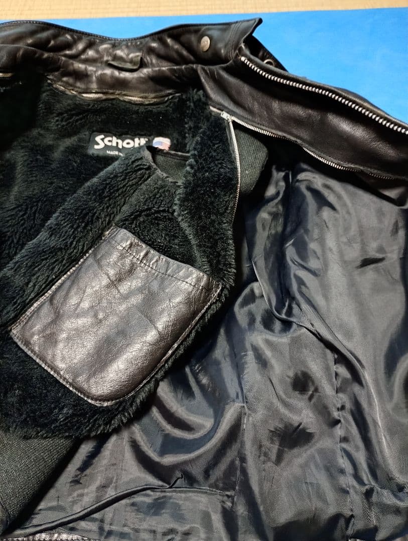 Schott ブラックレザージャケット 38