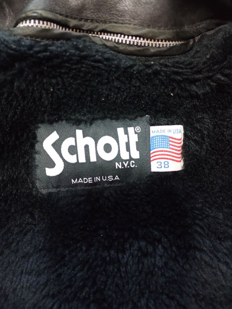 Schott ブラックレザージャケット 38