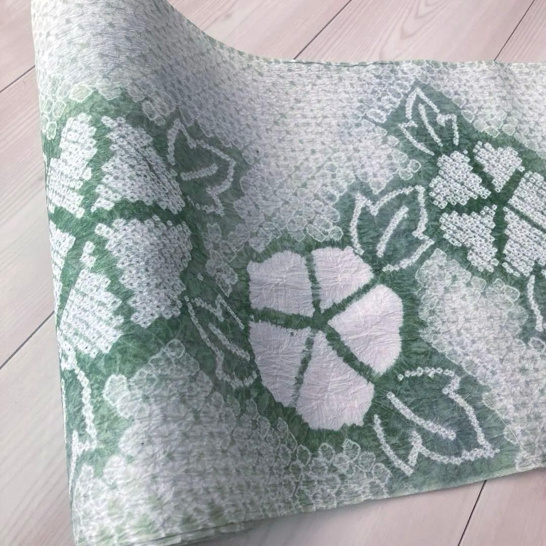 有松鳴海絞り　浴衣　反物　アサガオ　湯のし済み　No.3-260