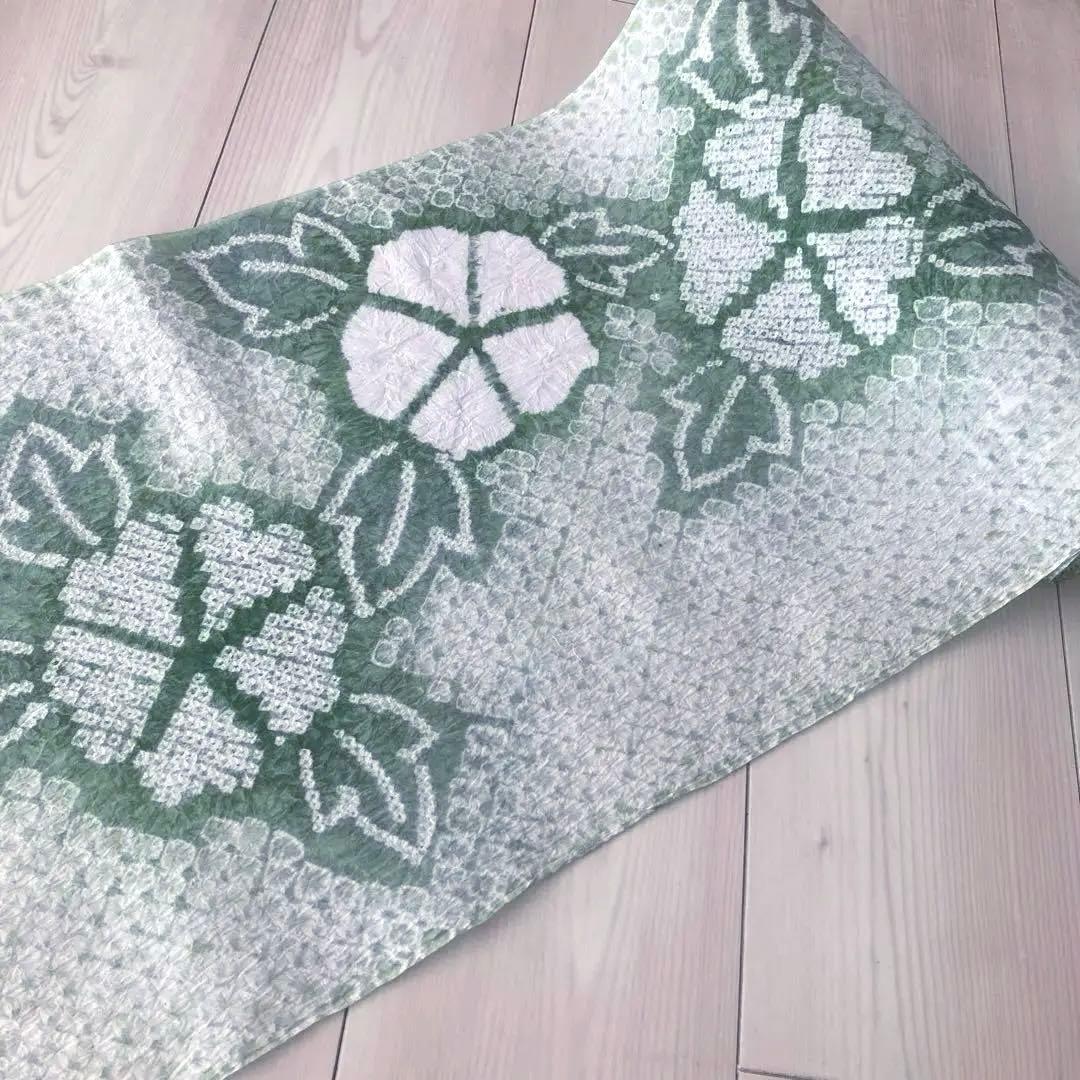 有松鳴海絞り　浴衣　反物　アサガオ　湯のし済み　No.3-260