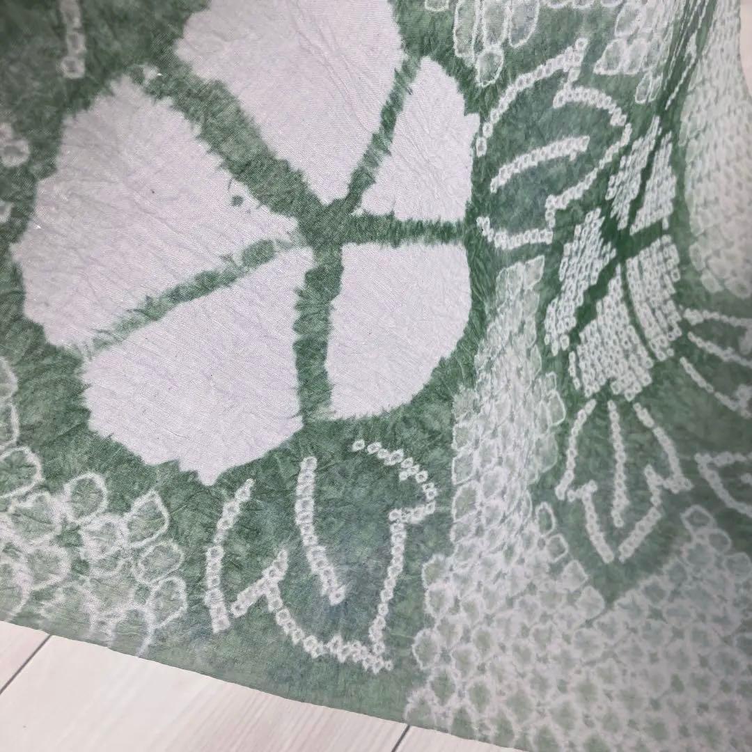 有松鳴海絞り　浴衣　反物　アサガオ　湯のし済み　No.3-260