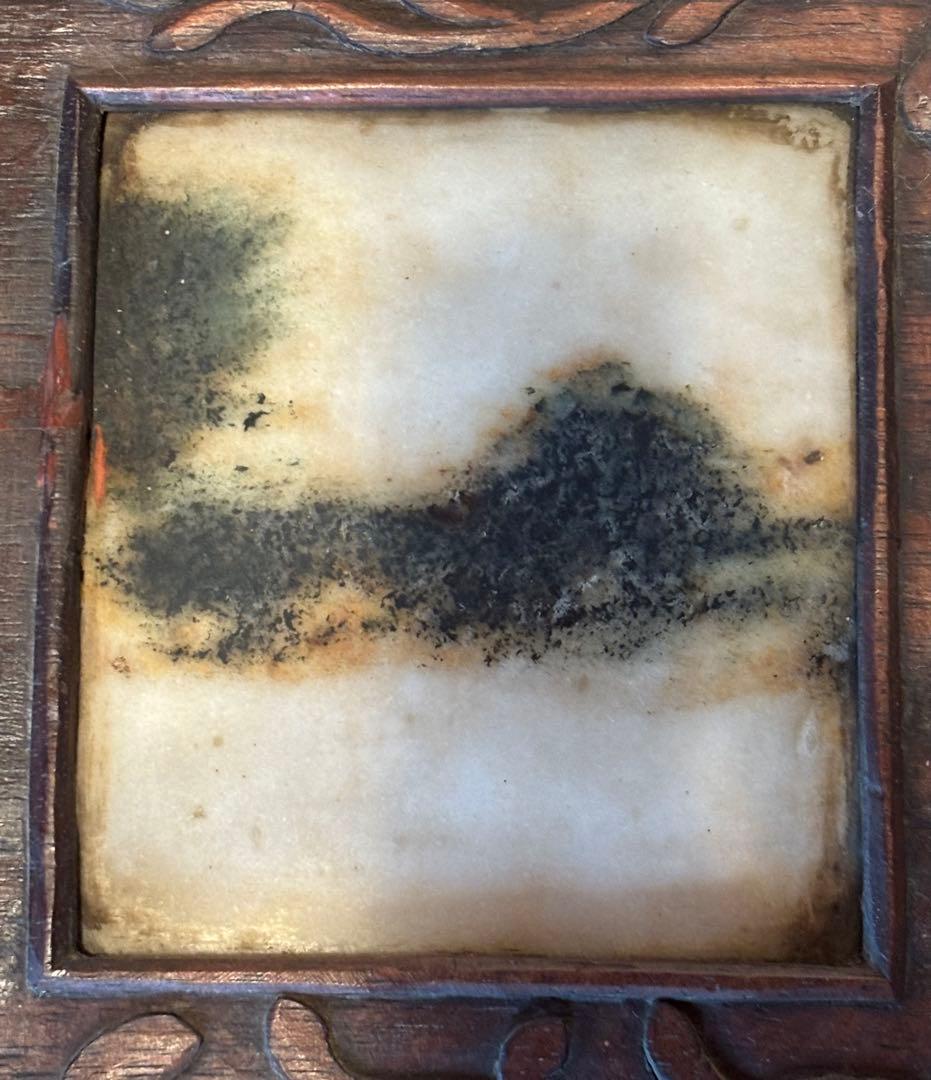 時代　大理石　中国工芸品　山水　漢詩