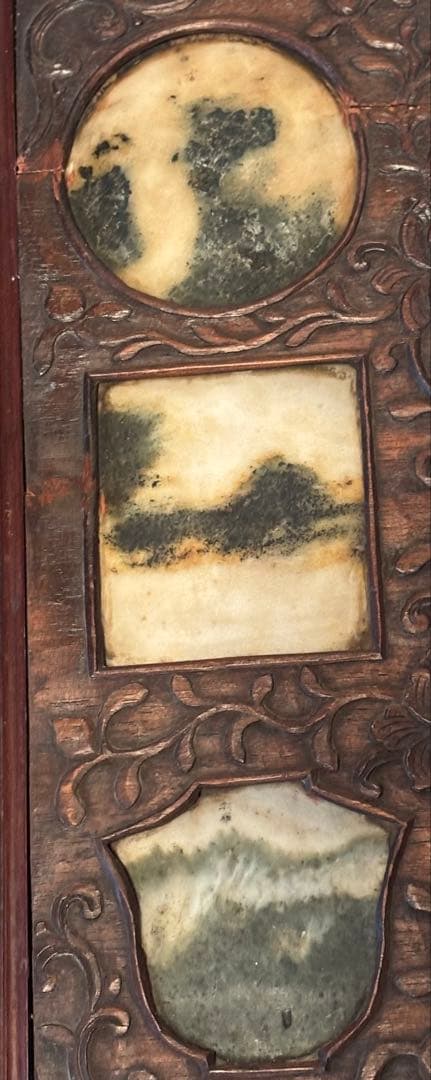 時代　大理石　中国工芸品　山水　漢詩