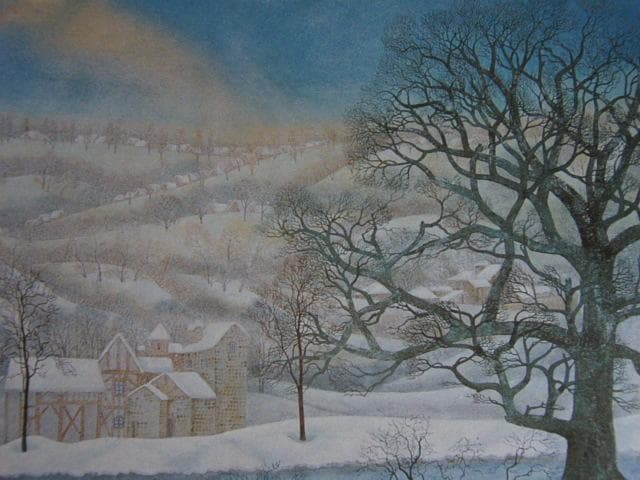 山岸俊治、【白い季節】、希少な額装用画集より、新品額装付、状態良好