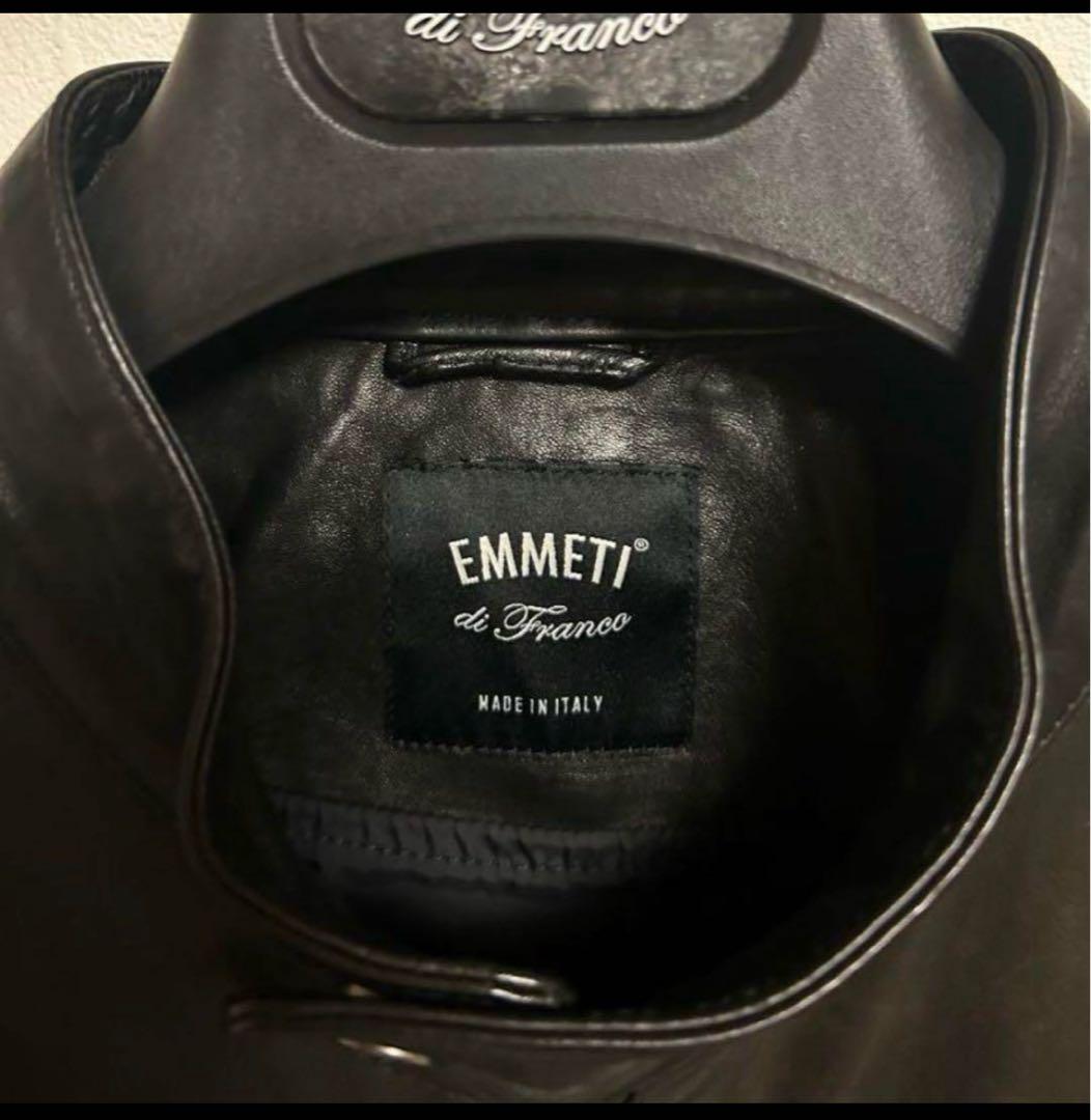 エンメティEMMETI レアブラックブラウンレザーシングルライダースジャケット