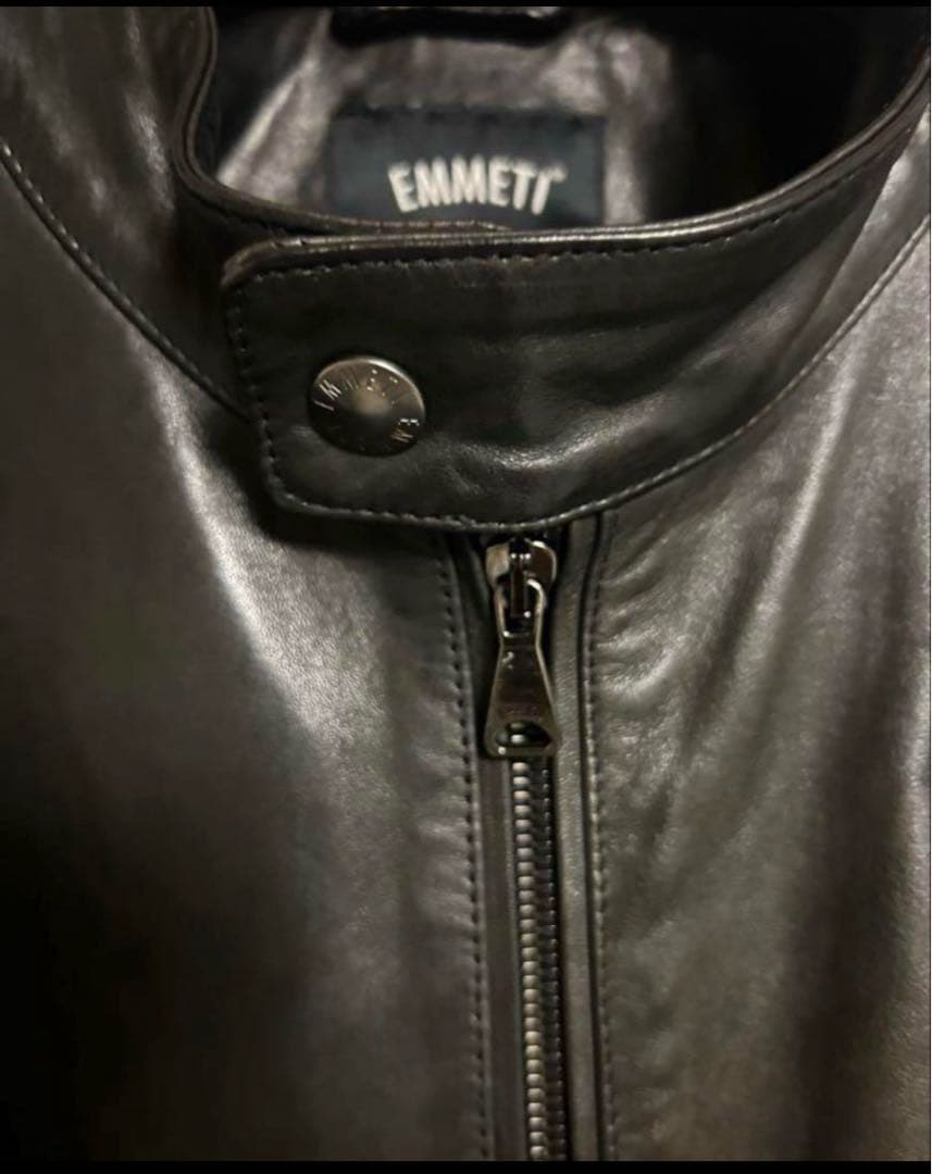 エンメティEMMETI レアブラックブラウンレザーシングルライダースジャケット