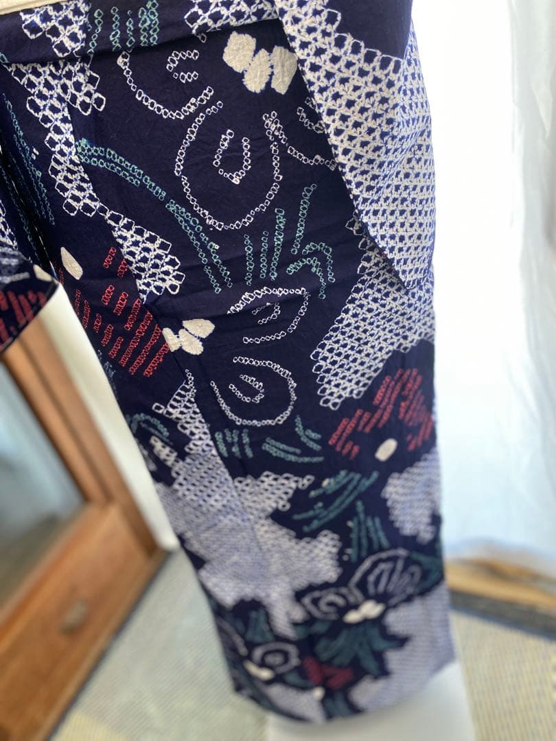 あ*い様 May8.1 有松鳴海浴衣絞り　綿　袖しつけ付き　身丈　155.5
