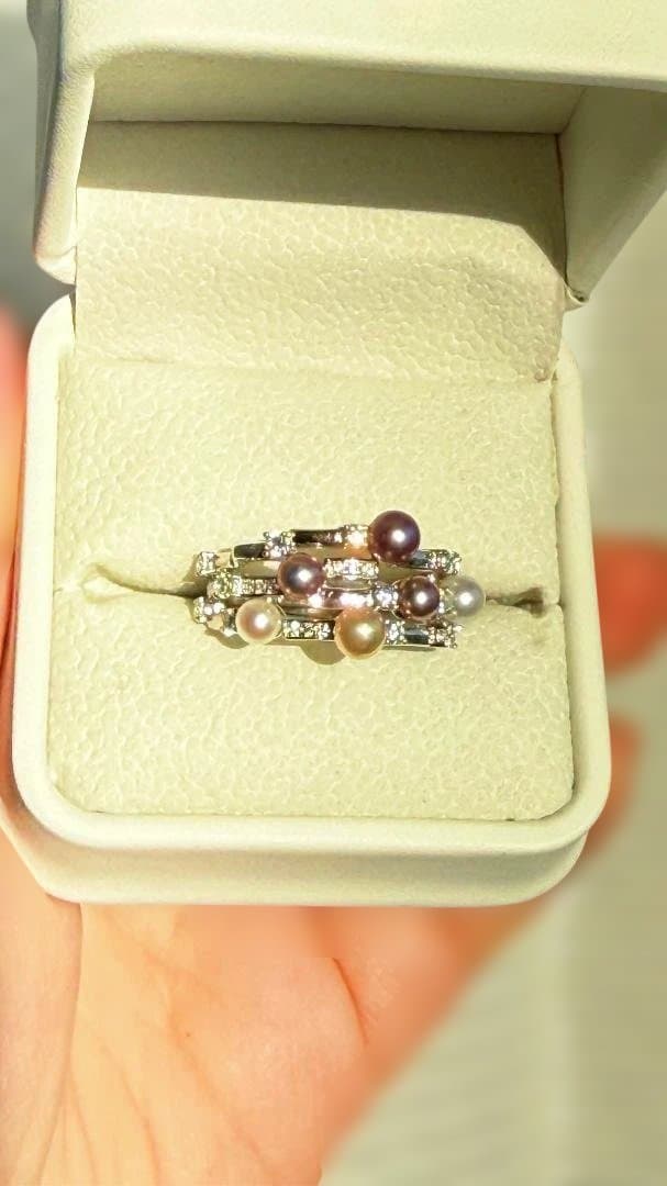 【一点物】花珠級 3-5mm 天然小燈泡真珠 リング S925 / p.l.o