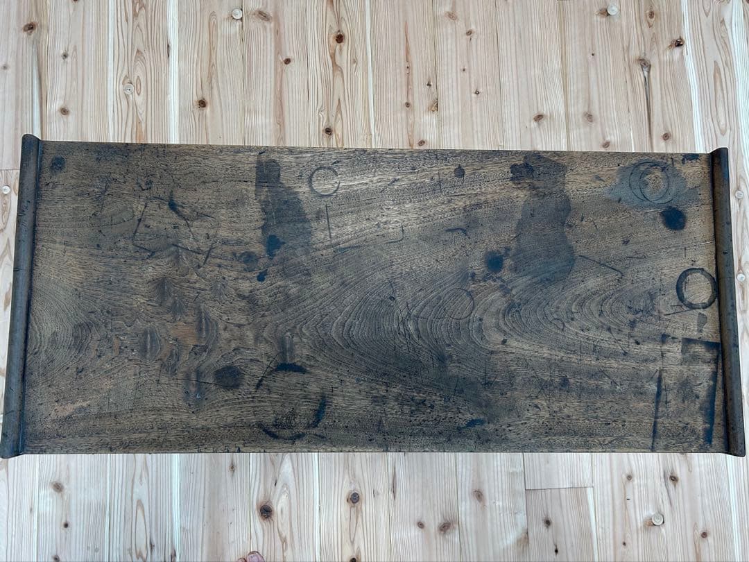 木製　文机　昭和レトロ　アンティーク　ビンテージ　古道具　引き出し付き