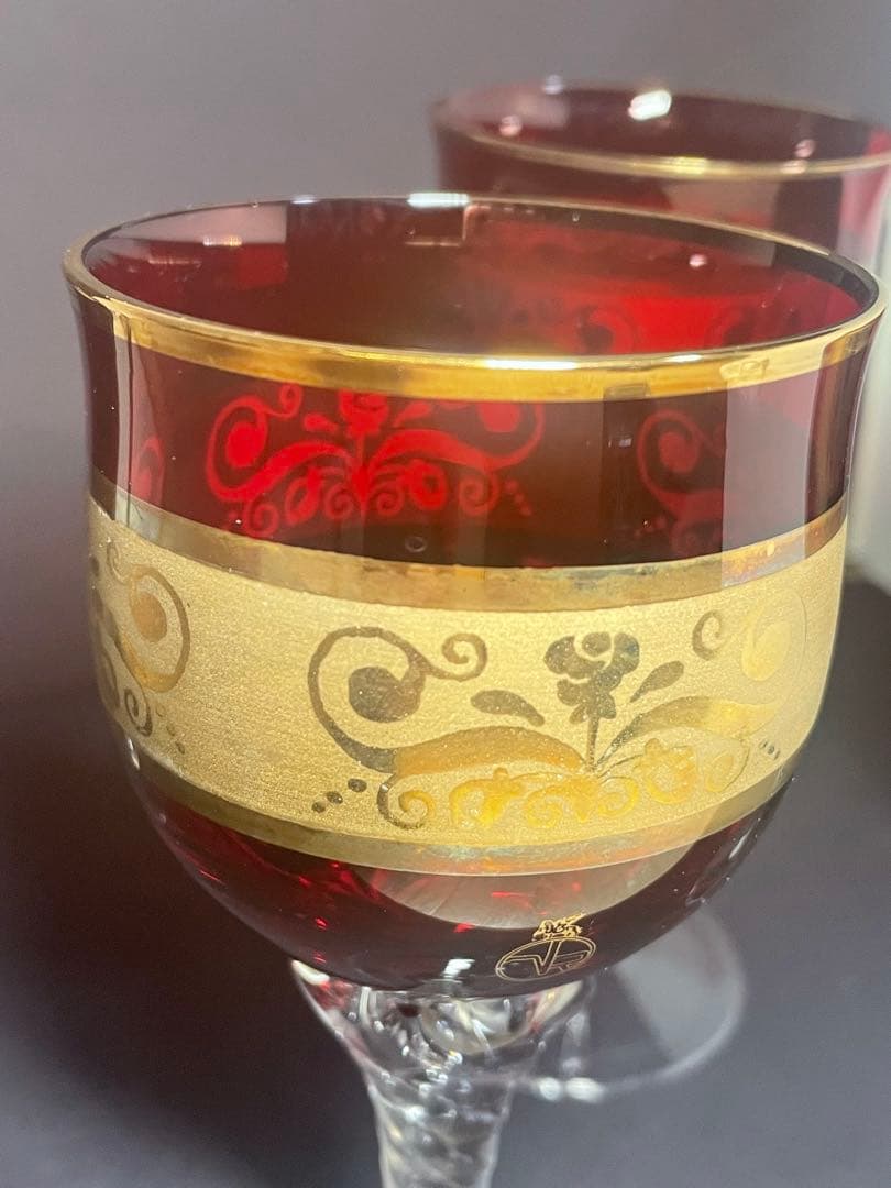 ラグーナムラノ　24k金彩　高級ベネチアングラス　４客セット