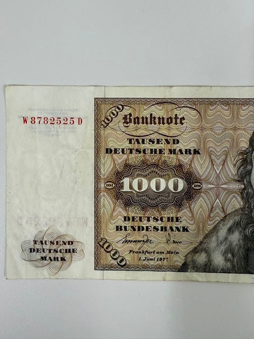 1977年　ドイツ 1000 マーク　旧紙幣