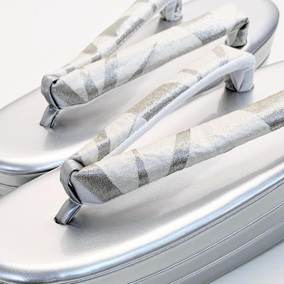 和装 草履バッグセット 帯地 銀 シルバー 3枚芯 フリーサイズ k15-9