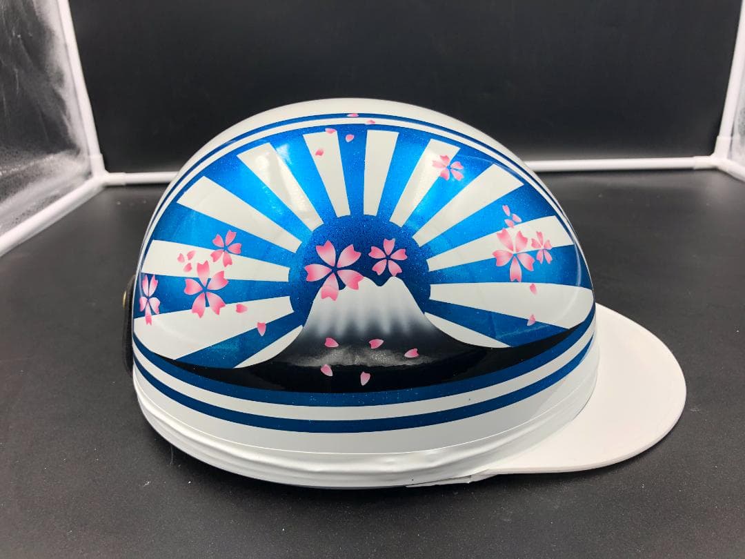 コルク半　カスタム　富士日章　三つボタン　ホワイトブルー　ラメ　桜　高級クリヤ