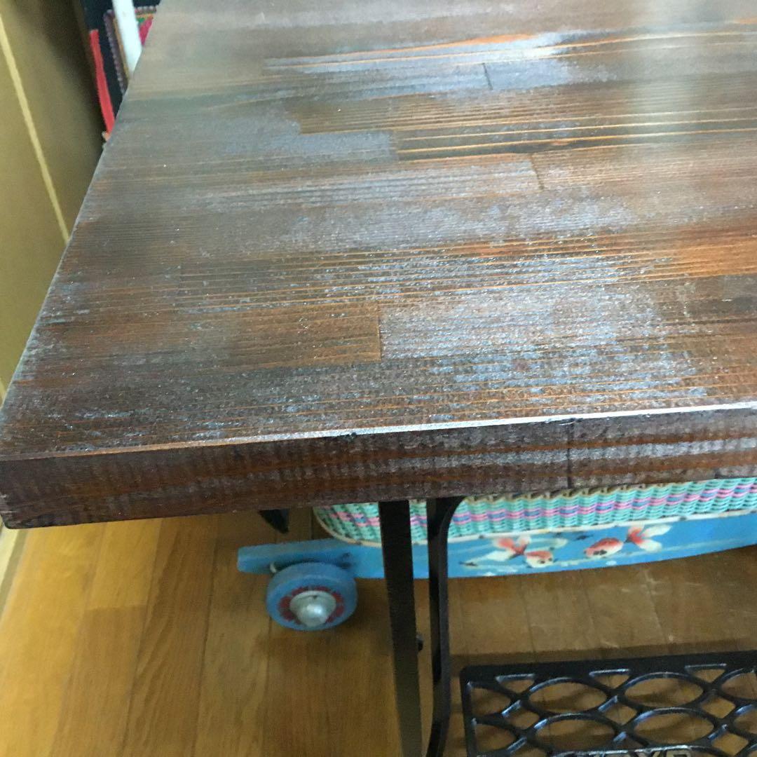 ※アンティーク※ KOYO足踏みミシン脚のテーブル　厚い板　アイアン