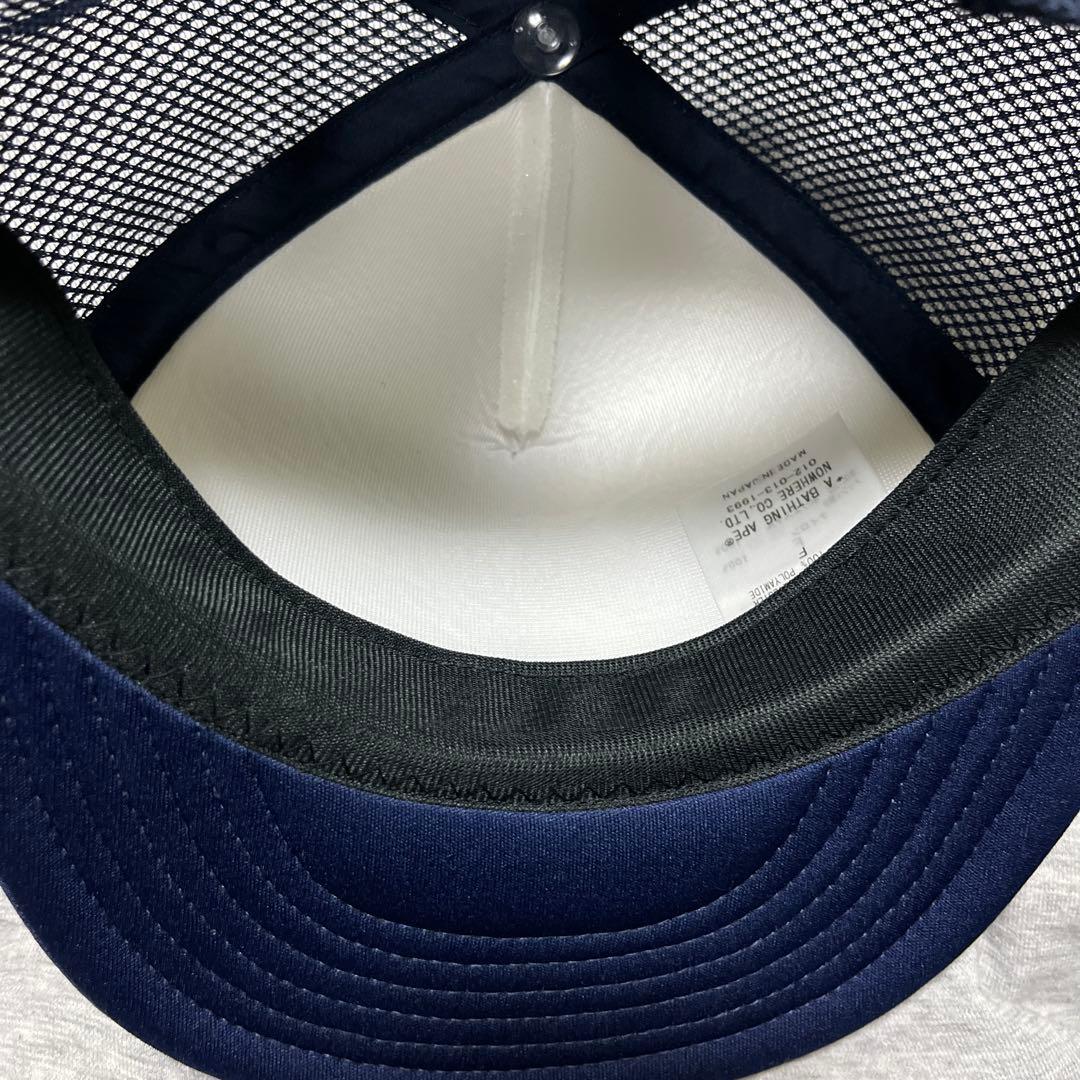 A BATHING APE ロゴキャップ ホワイト/ネイビー